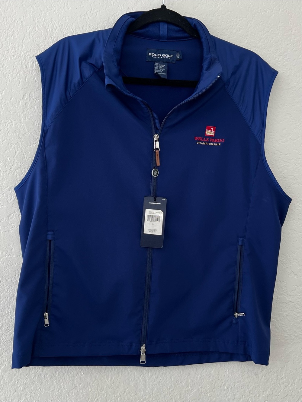 NWT Ralph Lauren Polo Golf Vest Blue Wells Fargo Championship Men’s Size Large